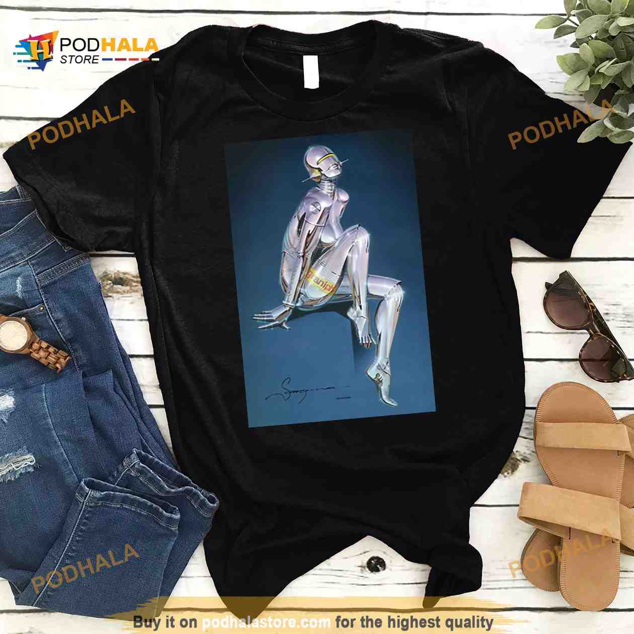 Full Chrome Robot Girl Graphic Hajime Sorayama Shirt Full Chrome Robot Girl Graphic Hajime Sorayama Shirt