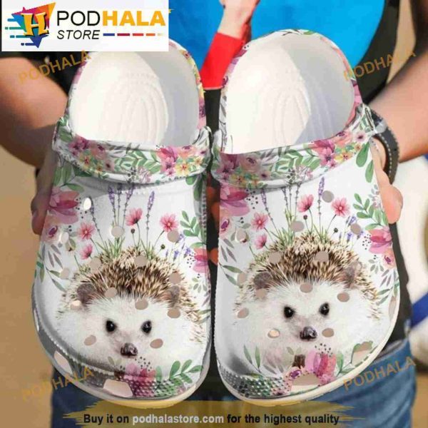 Funny Adorable Hedgehog Floral Crocband 3D Crocs