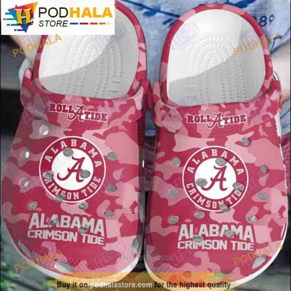 Funny Alabama Crimson Tide Red-pink Camo NCAA Crocband 3D Crocs
