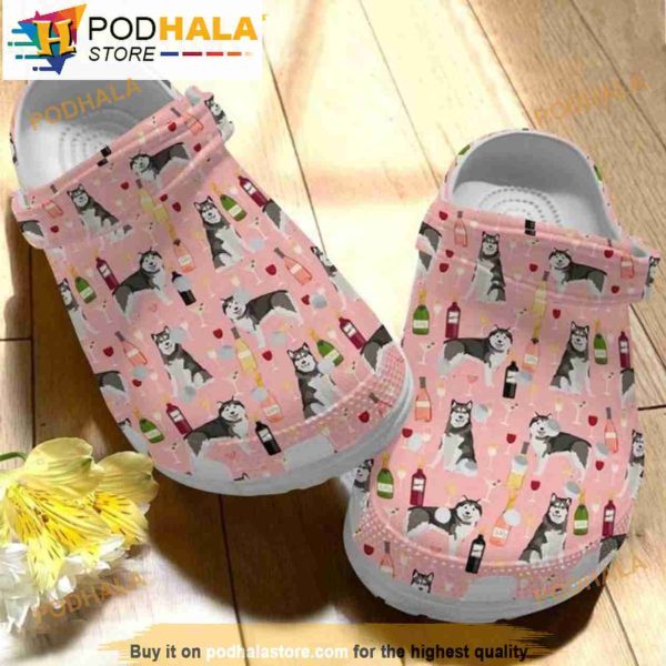 Funny Alaskan Malamute And Wine Dog Crocband 3D Crocs
