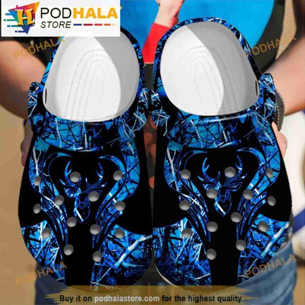 Funny Blue Deer Hunting Gifts Crocband 3D Crocs
