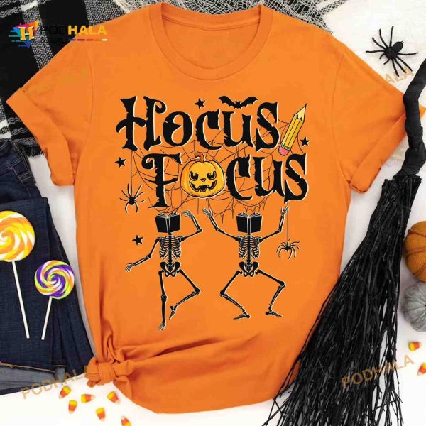 Funny Books Skeleton Dacing Halloween Costume Hocus Pocus Shirt