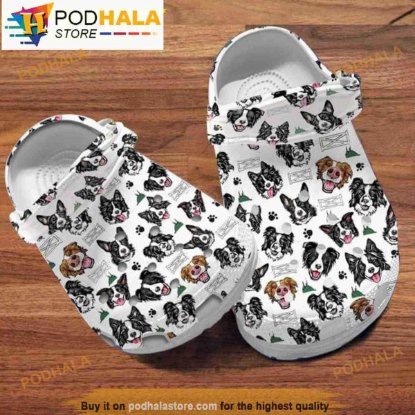 Funny Border Collie Pattern Dog Crocband 3D Crocs