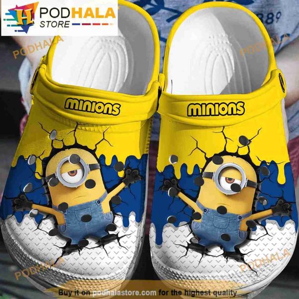 Funny Broken Wall Stuart Minion Crocband 3D Crocs Slippers