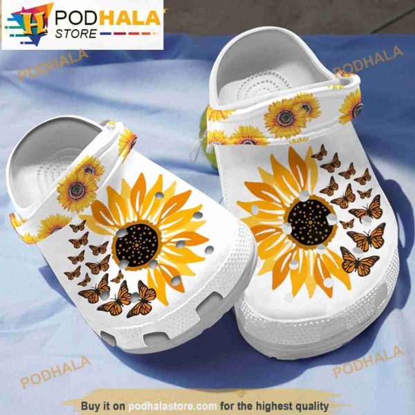 Funny Butterfly Sunflower Garden Crocband 3D Crocs