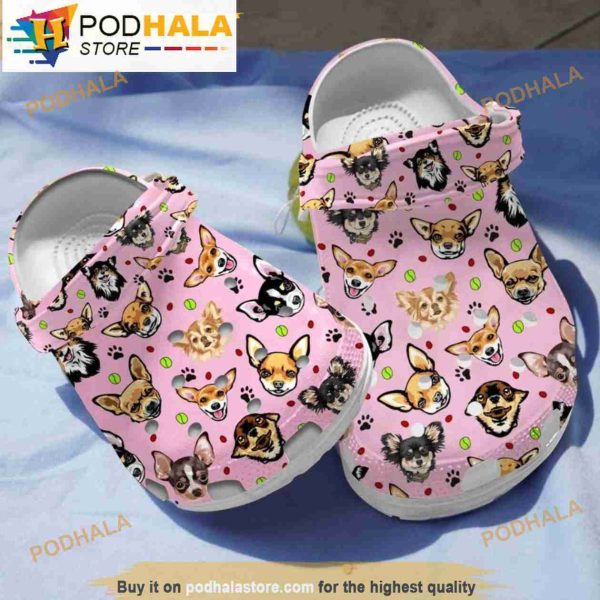Funny Chihuahua Pinks Happy Life Dog Crocband 3D Crocs