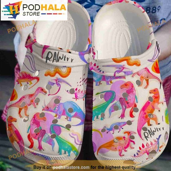 Funny Colorful Dinosaur Jurassic Park Crocband 3D Crocs Clog Shoes