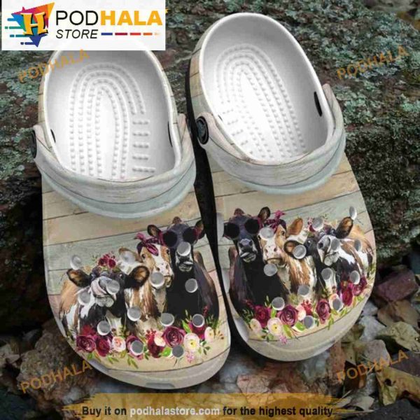 Funny Cow For Life Cattle Animal Crocband 3D Crocs