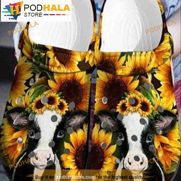 Funny Cow Sunflower Crocband 3D Crocs