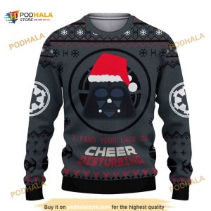 Funny Darth Vader I Find Your Lack Of Cheer Disturbing Ugly Xmas Wool Sweater