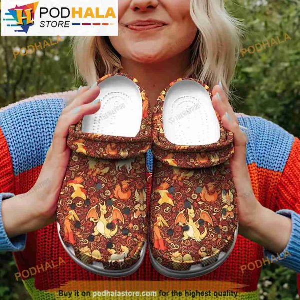 Funny Fire Type Pokemon Crocband 3D Crocs Clog Shoes