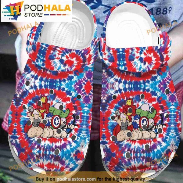 Funny Heroes Clit Avengers Tie Dye Marvel Crocband 3D Crocs
