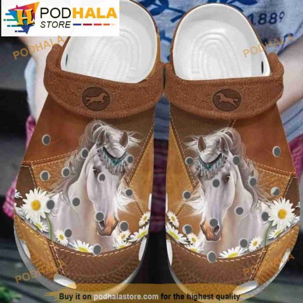 Funny Horse Daisy Flower Crocband 3D Crocs