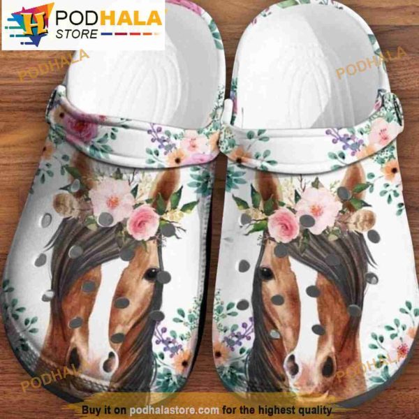 Funny Horse With Flower Crocband 3D Crocs