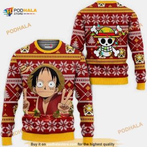 Funny Luffy One Piece Anime Xmas Ugly Christmas Sweater