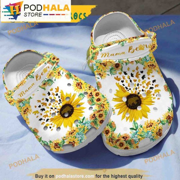 Funny Mama Bear Sunflower Gifts 3D Crocs Crocband
