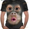 Funny Monkey 3D Shirt, Men Fun Gorilla Monkey Printed Crew Neck Tee