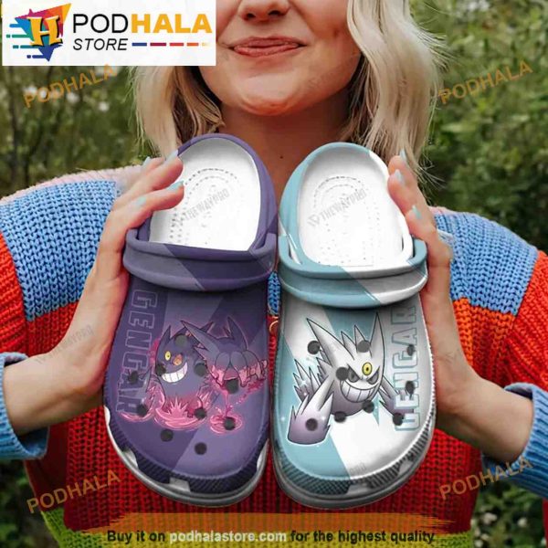 Funny Movie Black White Gengar Pokemon 3D Crocs