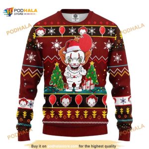 Funny Pennywise It Horror Movie Xmas Ugly Christmas Sweater