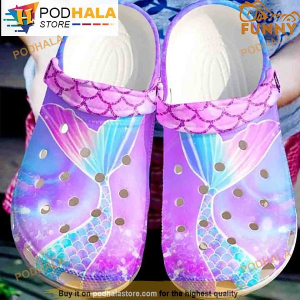 Funny Pink Purple Mermaid 3D Funny Crocs Crocband