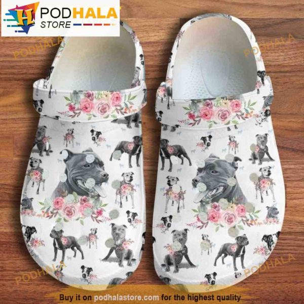 Funny Pitbull Floral Dog 3D Funny Crocs Crocband