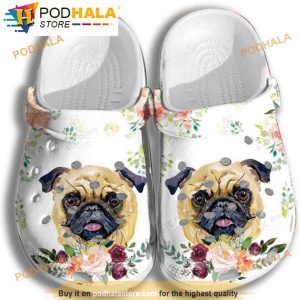 Funny Pug Puppy Rose Dog 3D Funny Crocs Crocband