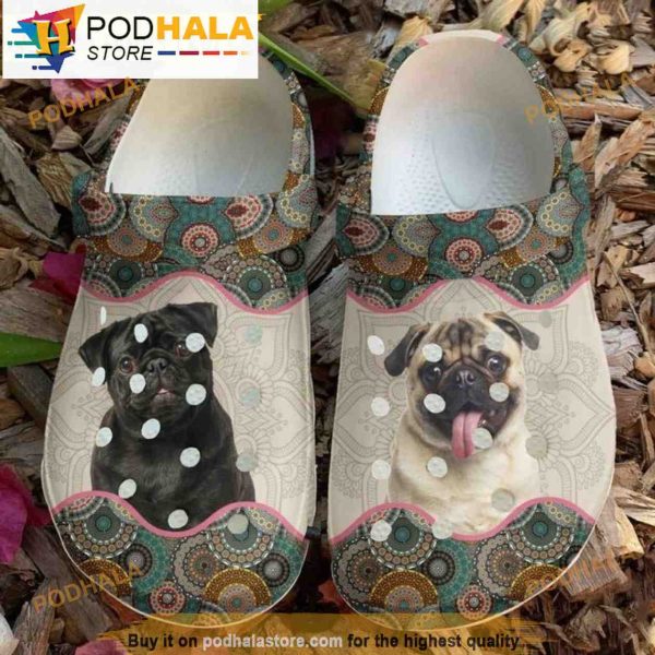 Funny Pug Smile Mandala Pattern 3D Funny Crocs Crocband