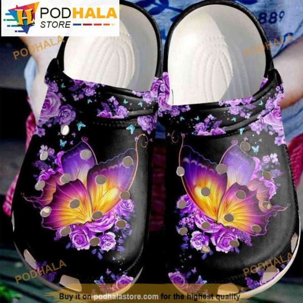 Funny Purple Butterfly 3D Funny Crocs Crocband