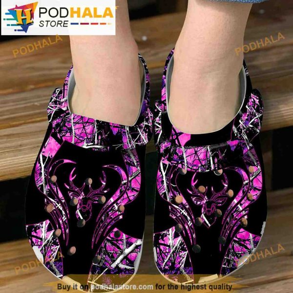 Funny Purple Deer Hunting Gifts 3D Funny Crocs Crocband