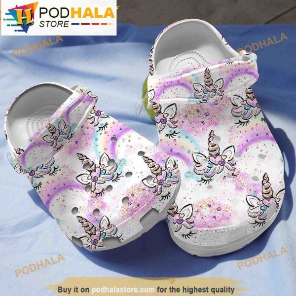 Funny Rainbow Unicorn 3D Funny Crocs Crocband Slippers