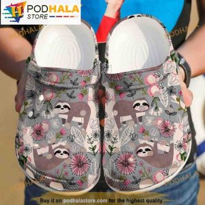 Funny Sloth Florals Pattern 3D Funny Crocs Crocband