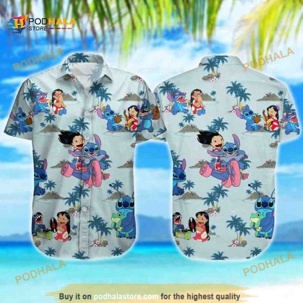 Funny Stitch And Lilo Funny Hawaiian Shirt Practical Beach Gift
