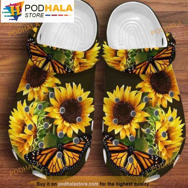 Funny Sunflower And Butterfly 3D Funny Crocs Crocband