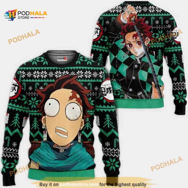 Funny Tanjiro Anime Kimetsu Xmas Ugly Christmas Knitted Sweater