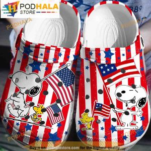 Funny The Fourth Of July American Flags Snoopy 3D Funny Crocs Crocband Slippers