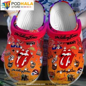 Funny The Rolling Stones Colorful Pattern 3D Funny Crocs Crocband