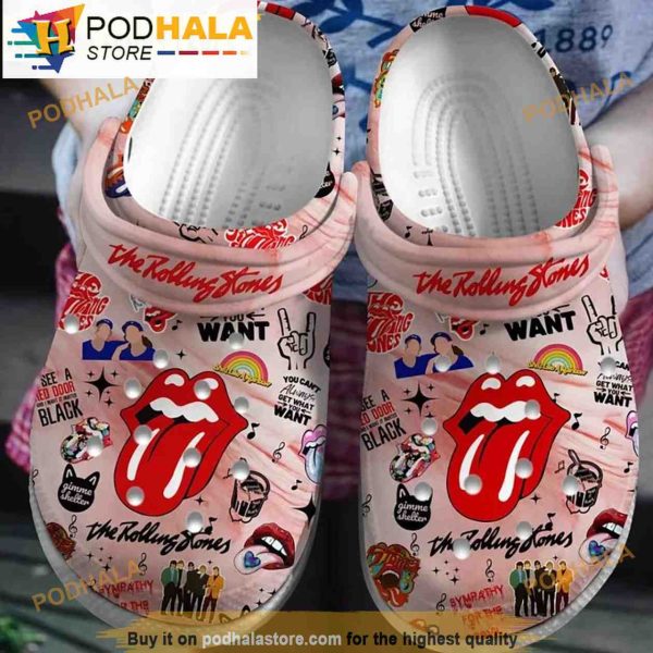 Funny The Rolling Stones Pink 3D Funny Crocs Crocband