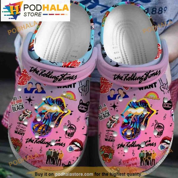 Funny The Rolling Stones Purple 3D Funny Crocs Crocband