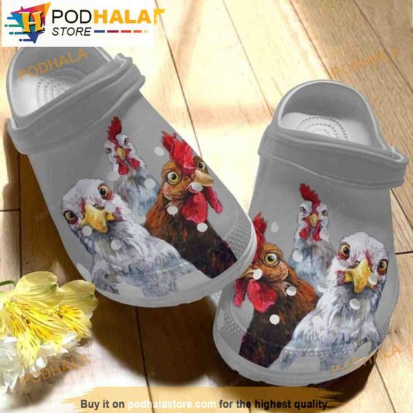 Funny Trio Chicken Gifts 3D Funny Crocs Crocband Clog Shoes