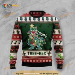 Funny Ugly Sweater 3D Christmas Tree Rex, Xmas Gifts