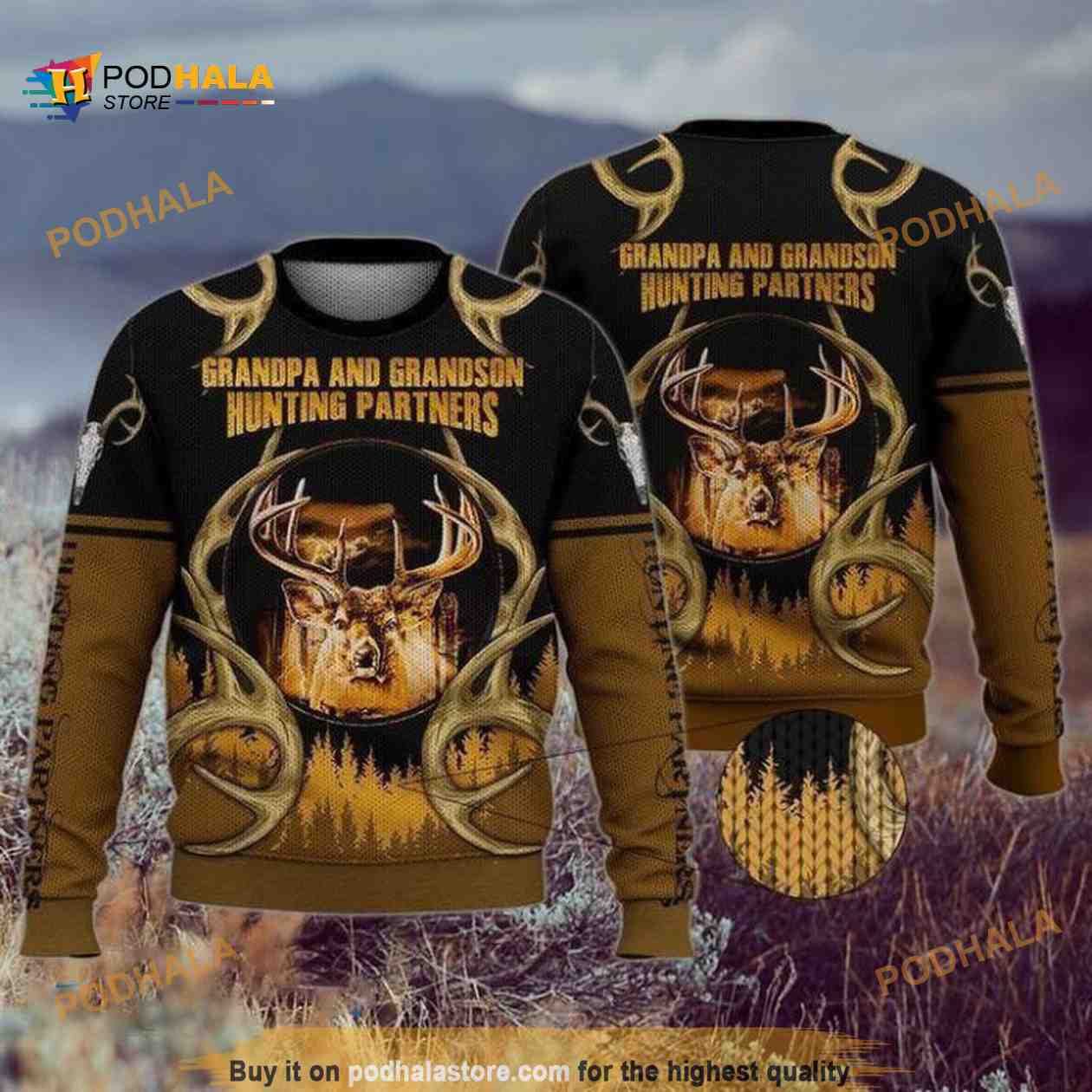 Funny Ugly Sweater 3D Granpa And Grandson Hunting Partners Christmas, Xmas Gifts Funny Ugly Sweater 3D Granpa And Grandson Hunting Partners Christmas, Xmas Gifts