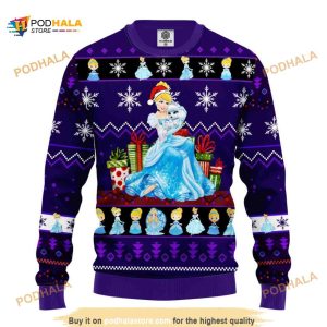 Funny Ugly Sweater 3D Xmas Cinderella Purple, Xmas Gifts