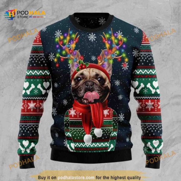 Funny Ugly Sweater 3D Xmas Cool French Bulldog, Xmas Gifts