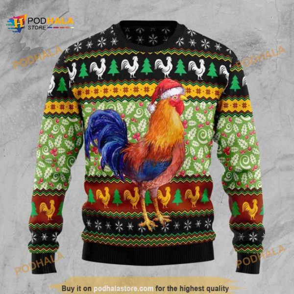 Funny Ugly Sweater Chicken Cluck-ry Christmas 3D, Xmas Gifts
