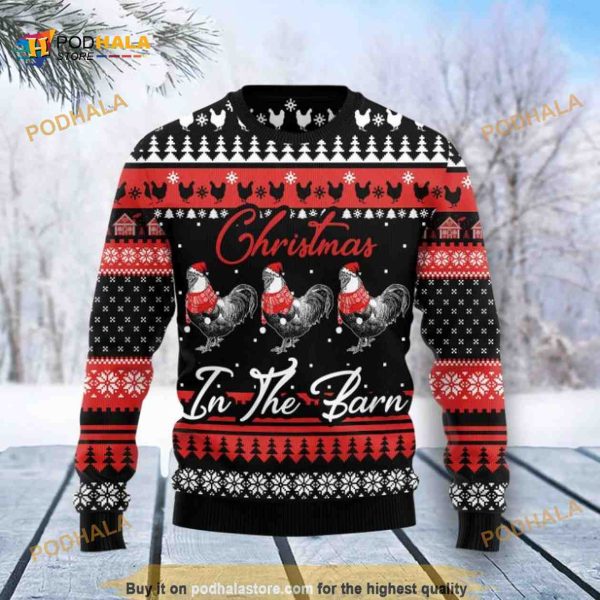 Funny Ugly Sweater Chicken Farm Xmas 3D, Xmas Gifts