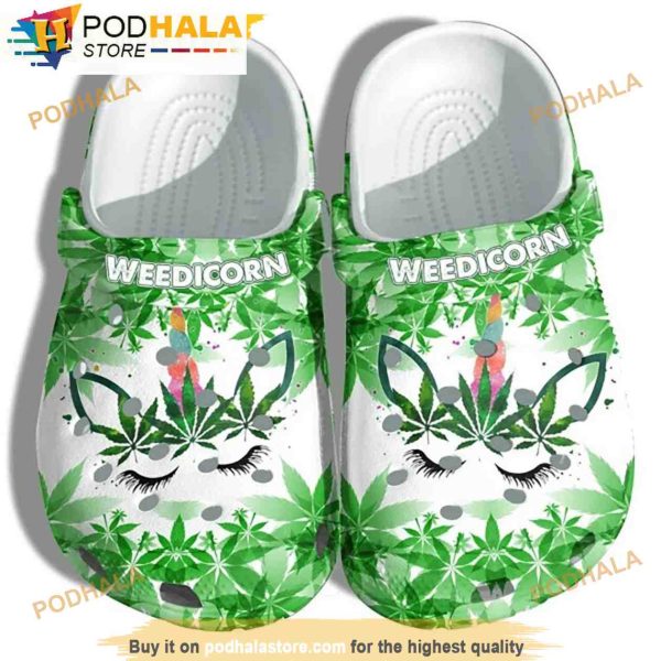 Funny Weedicorn Cannabis 3D Funny Crocs Crocband Slippers