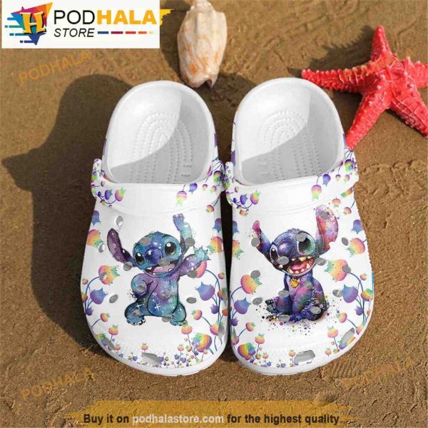 Funny White Flower Stitch 3D Funny Crocs Crocband Clog Shoes