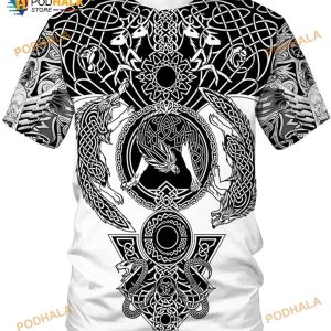 GLUDEAR Men's Vikings T Shirt Tops Novelty 3D Print Norse Mythology Pullover Tee