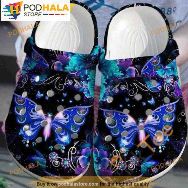 Galaxy Butterfly Bling Flower 3D Funny Crocs Crocband