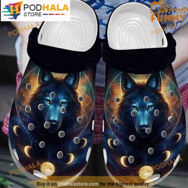 Galaxy Magic Wolf 3D Funny Crocs Crocband
